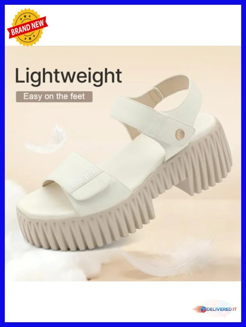 UBFEN Womens Platform Sandals Chunky Wedge Heel Arch Support Lightweight Block